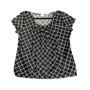 New York & Company Women’s Size XL Wide Neck Short Sleeve Blouse Shirt Top